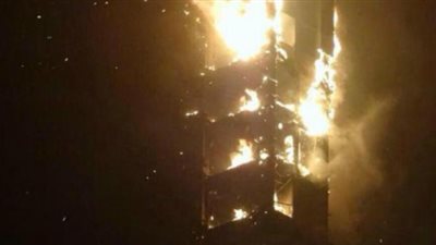 الحماية المدنية تحاول السيطرة على حريق في برج سكني بطنطا