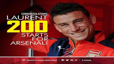 أرسنال يهنئ كوشيلني بوصوله للمباراة رقم 200