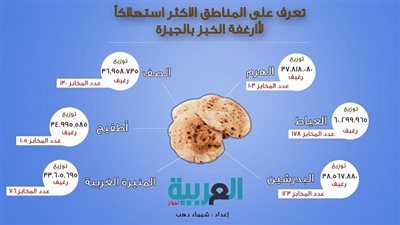 إنفوجراف.. تعرف على المناطق الأكثر استهلاكًا لأرغفة الخبز بالجيزة