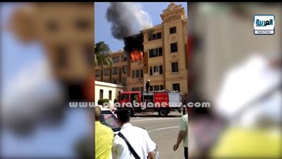 ننفرد بالفيديو.. اللحظات الأولى لحريق محافظة القاهرة