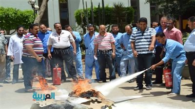 بالصور.. محاكاة لمكافحة حريق بمستشفى الأطفال في جامعة المنصورة