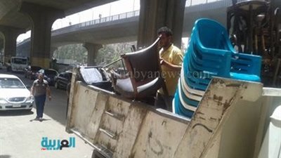 بالصور.. حملة لإزالة الإشغالات أسفل كوبري المريوطية