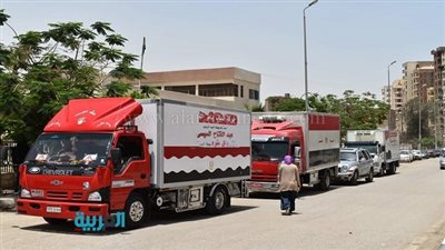  وصول 3 سيارات محملة باللحوم والدواجن المدعمة للفيوم