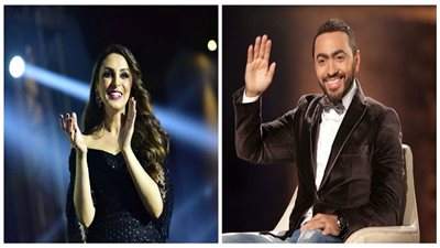 وصول تامر حسني وأنغام لتكريمهما في حفل 