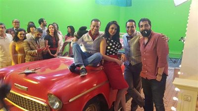 شريف منير وحكيم ودرة في كواليس أوبريت 