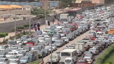  تكدس مروري أعلى محور صفط اللبن بسبب حادث مروري