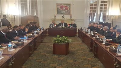 سامح شكري يستقبل وفد مجلسي الشئون الخارجية 