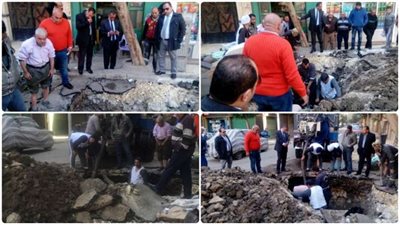 إيهاب الطماوي: إصلاح ماسورة الصرف الصحي المتسببة في هبوط أرضي بميدان 