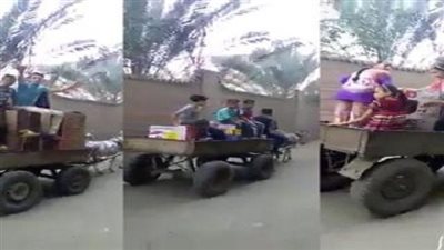 بعد ارتفاع البنزين.. بالفيديو.. شاهد طريقة نقل عفش العرايس 