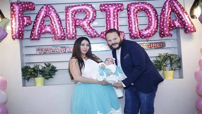 بالصور.. احمد بجة وزوجته رانيا مسعد يحتفلان بعيد ميلاده وسبوع ابنته 