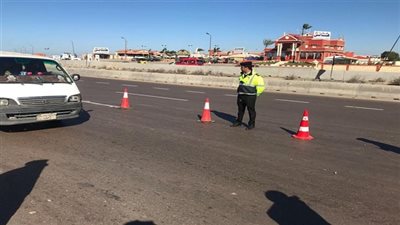 تحويلات مرورية للطريق المستجد للقادم من الساحل الشمالى - برج العرب