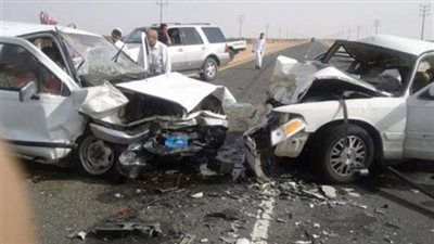 إصابة 5 أشخاص إثر حادث تصادم بين 3 سيارات علي الطريق الأقليمي ببنها
