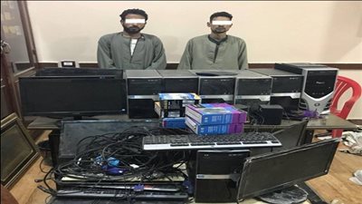 ضبط مرتكبى واقعة سرقة أجهزة حاسب آلى من إحدى المدارس الثانوية 