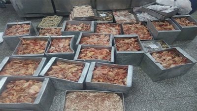 ضبط كمية من المواد الغذائية مجهولة المصدرداخل مخزنين تابعين لمطاعم 