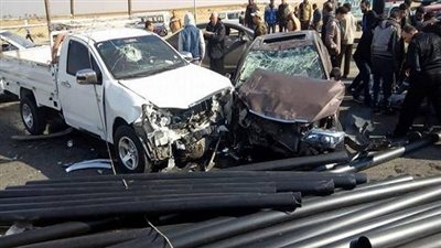 مصرع 3 أشخاص وإصابة 5 آخرين في حادث تصادم علي طريق شبرا بنها الحر