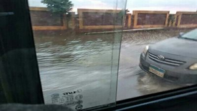 شلل مروري بالطريق الزراعي بسبب مياه الامطار بالقليوبية