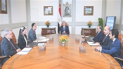 السيسي يجتمع مع رئيس الوزراء ووزير التنمية المحلية ووزيرة البيئة