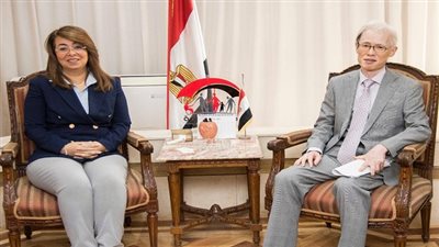  غادة والي تستقبل سفير اليابان بالقاهرة
