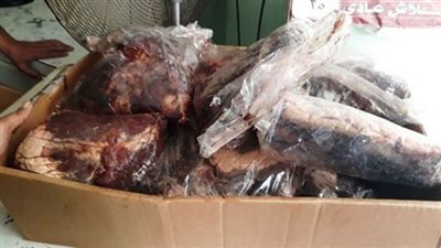 ضبط لحوم غير صالحة للاستهلاك الآدمى بحوزة صاحب محل بالجيزة