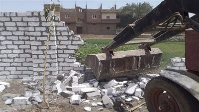 إزالة حالتين تعدى على الاراضى الزراعية بطما