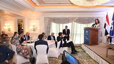 وزيرة التخطيط تلقي كلمة مصر خلال افتتاح منتدى أعمال الاتحاد من أجل المتوسط