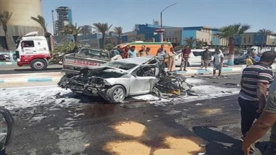 اصابة ضابط شرطة جنوب السويس فى حادث تصادم