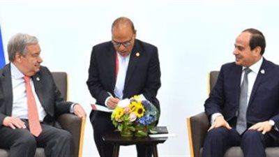السيسي يؤكد لسكرتير الأمم المتحدة دعم مصر لجهود السلم والأمن الدوليين