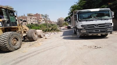 حملة نظافة ورفع مخلفات القمامة من شارع شرق السكة الحديد بالبساتين