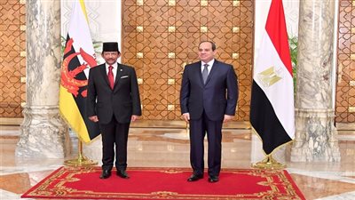 الرئيس السيسي يستقبل سلطان بروناي بقصر الاتحادية