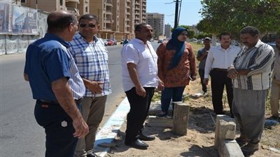 السكرتير المساعد لمحافظة السويس يتابع أعمال تطوير وتجميل بالمدينة