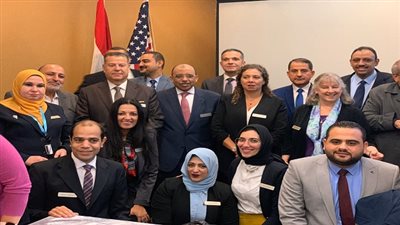 وزير التنمية المحلية يلقى كلمة فى افتتاح مشروع تحسين القوى العاملة 