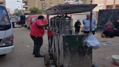 حملة لرفع الإشغالات من أمام مدرسة نجيب محفوظ الابتدائية بالبساتين