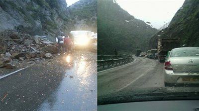 أمطار رعدية غزيرة تسبب انهيارات صخرية بالجزائر