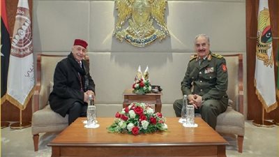 حفتر يستقبل رئيس مجلس النواب الليبى بحضور قيادات عسكرية بالجيش