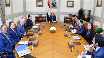 الرئيس السيسي يجتمع مع رئيس الوزراء وعدد من الوزراء والمسئولين