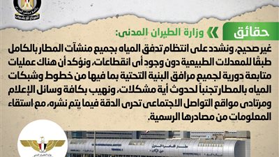 الحكومة تنفى انقطاع المياه بمطار القاهرة الدولى