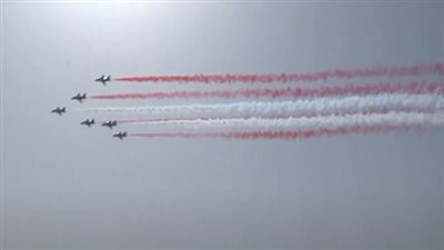 استعراض جوى لطائرات الصقور السعودية ترحيبا بزيارة الرئيس للمملكة