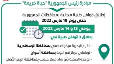 الصحة تطلق 14 قافلة طبية ضمن مبادرة حياة كريمة