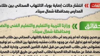  الحكومة تنفى انتشار الإصابة بالالتهاب السحائى بين طلاب المدارس 