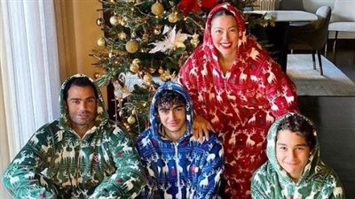  بالصور.. عبد المنصف و لقاء الخميسى وأبناؤهم يحتفلون بـ 