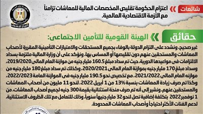 حقيقة اعتزام الحكومة تقليص المخصصات المالية للمعاشات تزامنا مع الأزمة الاقتصادية العالمية