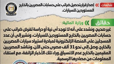 الحكومة تنفي إصدار قرار بتحصيل ضرائب على حسابات المصريين بالخارج المستوردين للسيارات