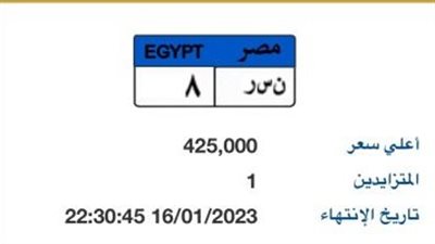 البداية من 750 ألف جنيه.. مزاد إلكترونى على لوحات سيارات مميزة 