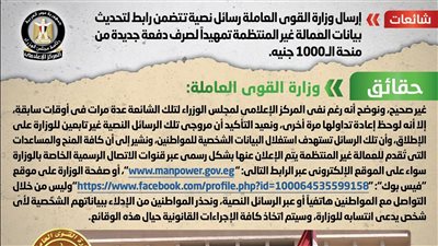 بيان حاسم من القوى العاملة بشأن أنباء صرف منحة للعمالة غير المنتظمة