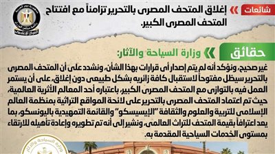 الحكومة تكشف حقيقة إغلاق المتحف المصري بالتحرير