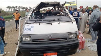 أصابة ١٠ أشخاص في حادث تصادم بطريق المنصورة دمياط