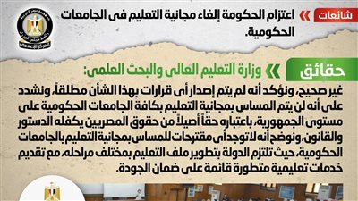 الحكومة تكشف حقيقة إلغاء مجانية التعليم في الجامعات الحكومية