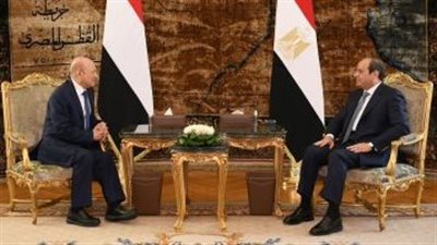 الرئيس السيسى يستقبل رئيس مجلس القيادة الرئاسي بالجمهورية اليمنية