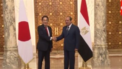 الرئيس السيسي يستقبل رئيس وزراء اليابان فى قصر الاتحادية