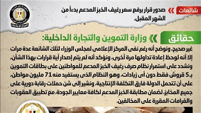 الحكومة تكشف حقيقة صدور قرار برفع سعر رغيف الخبز المدعم بدءاً من الشهر المقبل